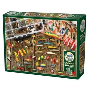 Cobble Hill Puzzles Fishing Lures 1000 Piece Jigsaw Puzzle New Sealed In Box